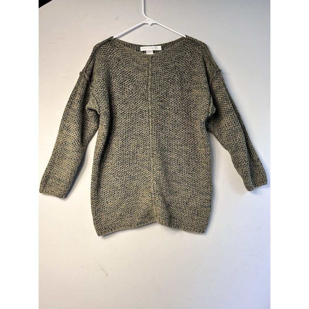 The Limited Sweater VTG Y2K Sz M Green Knit Boat Neck Oversized Chunky Ramie Cot